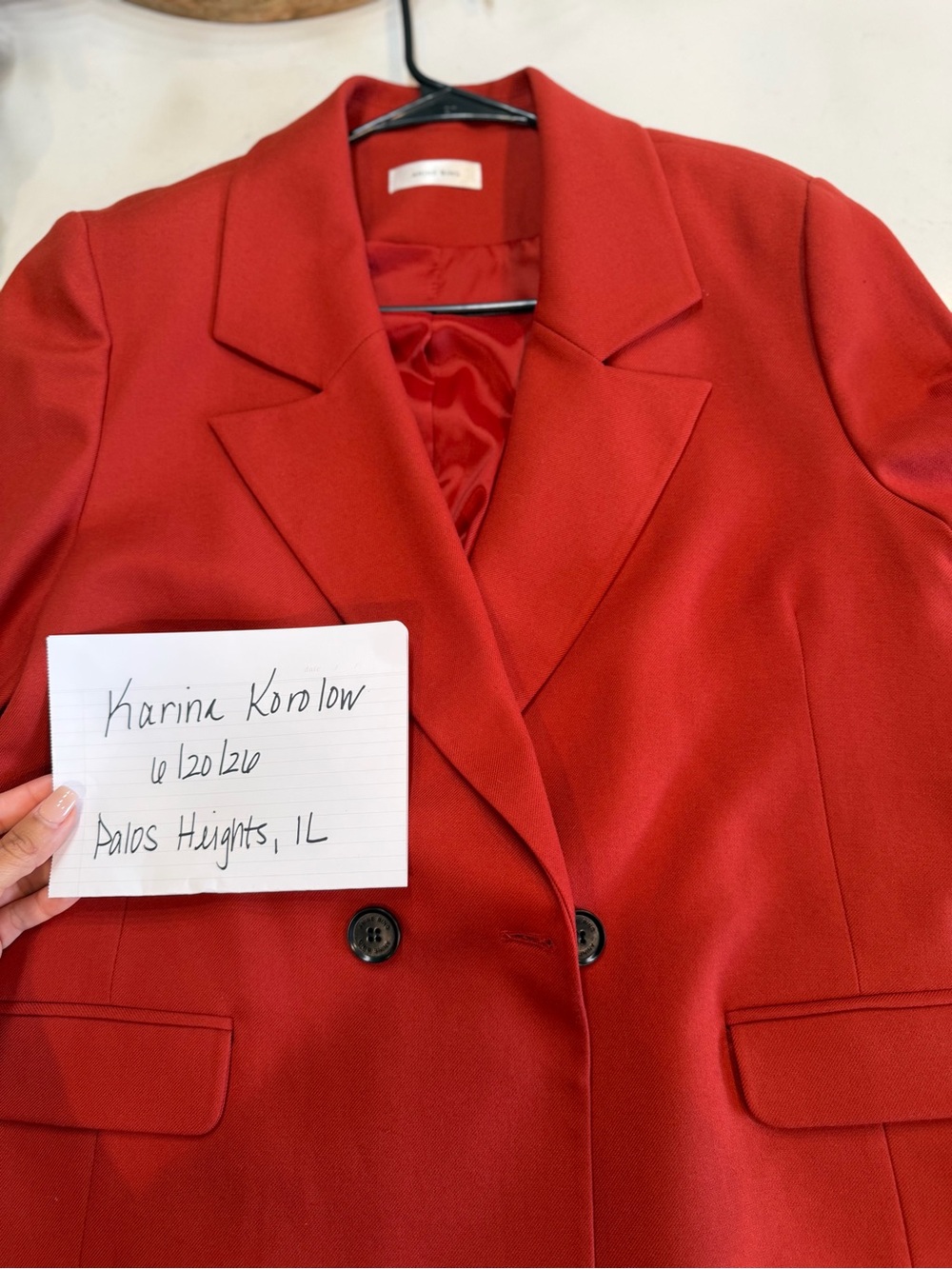 Anine Bing Red Double-Breasted Women's Blazer Jacket